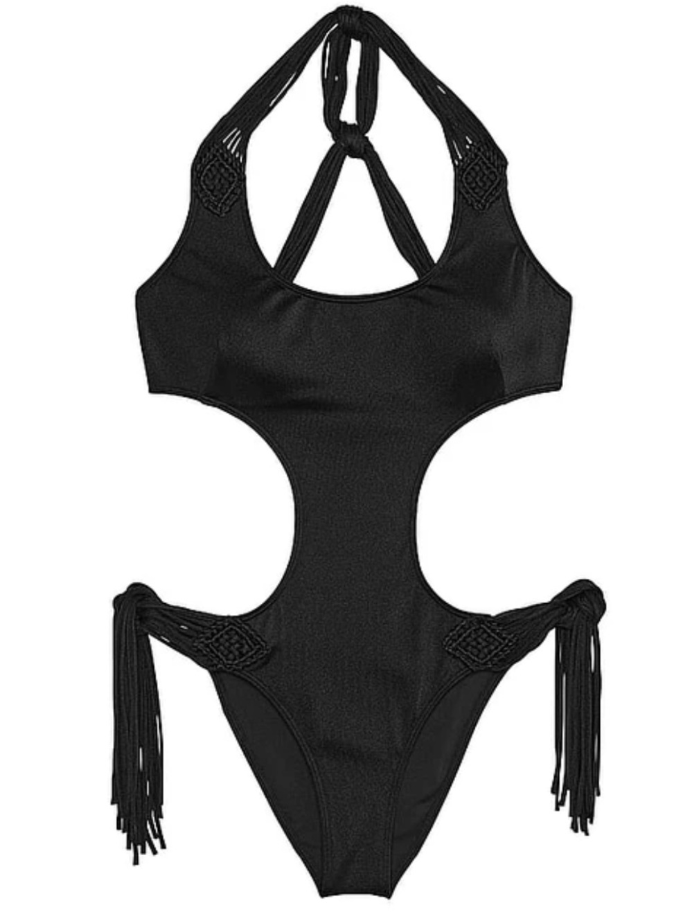Victoria's Secret Black Cutout Halter One-Piece